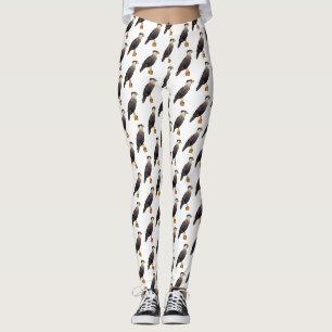 Crested caracara bird cartoon illustration leggings