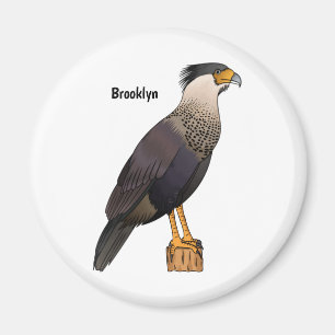 Crested caracara bird cartoon illustration magnet