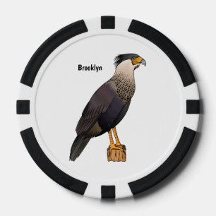 Crested caracara bird cartoon illustration poker chips