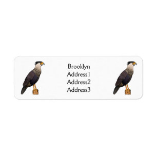 Crested caracara bird cartoon illustration return address label
