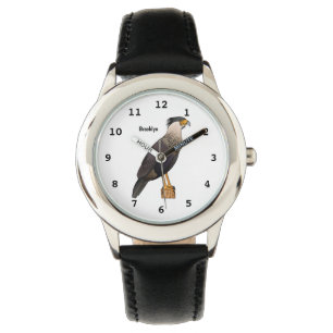 Crested caracara bird cartoon illustration watch