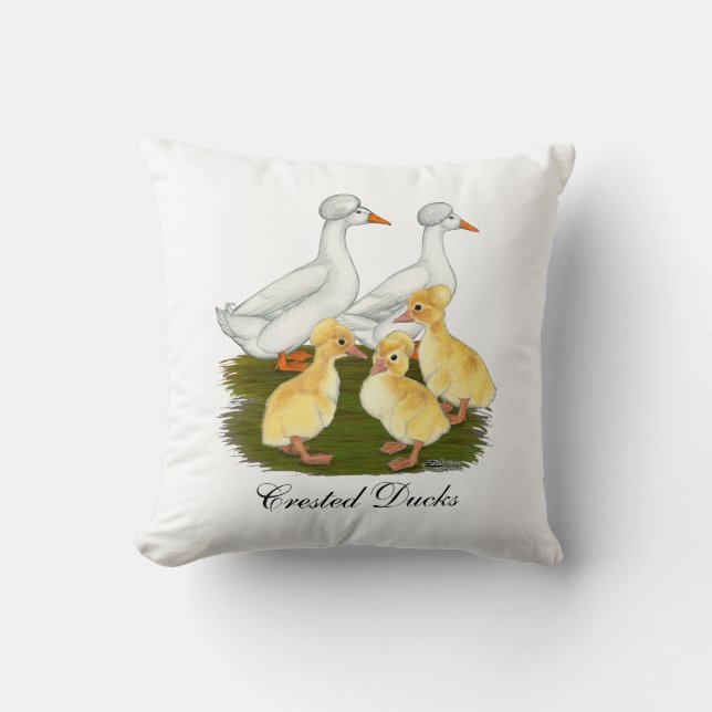 Crested Duck Family Cushion (Front)