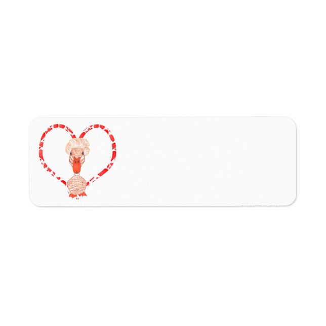 CRESTED DUCK HEART RETURN ADDRESS LABEL (Front)
