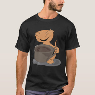 Crested Gecko Coffee Cute Lizard Lazy Office Monda T-Shirt