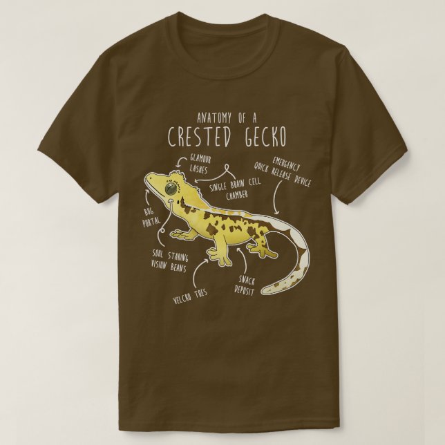 Crested Gecko Lizard Reptile Anatomy 1 T-Shirt (Design Front)