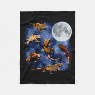 Crested Gecko Moon Retro Reptile Mom Dad Breeder L Fleece Blanket