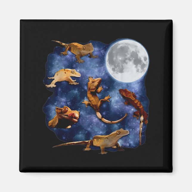 Crested Gecko Moon Retro Reptile Mom Dad Breeder L Magnet (Front)