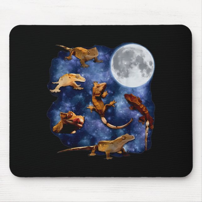 Crested Gecko Moon Retro Reptile Mom Dad Breeder L Mouse Pad (Front)