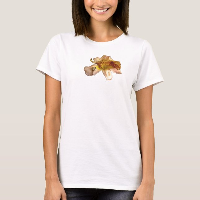 Crested gecko on a lilly flower  Ladies t-shirt (Front)