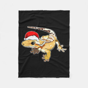 Crested Gecko Santa Hat Christmas Pajama Lizard Re Fleece Blanket