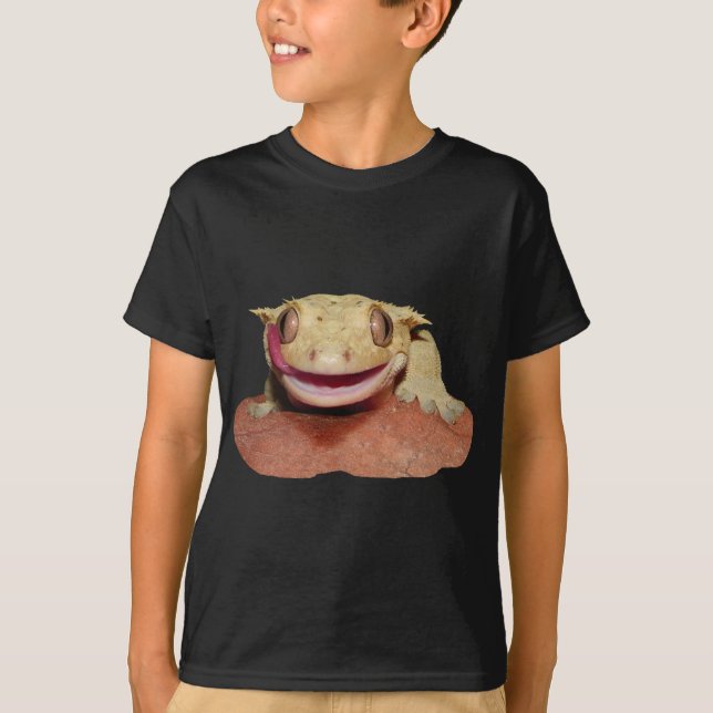 Crested Gecko smiling and licking T-Shirt (Front)