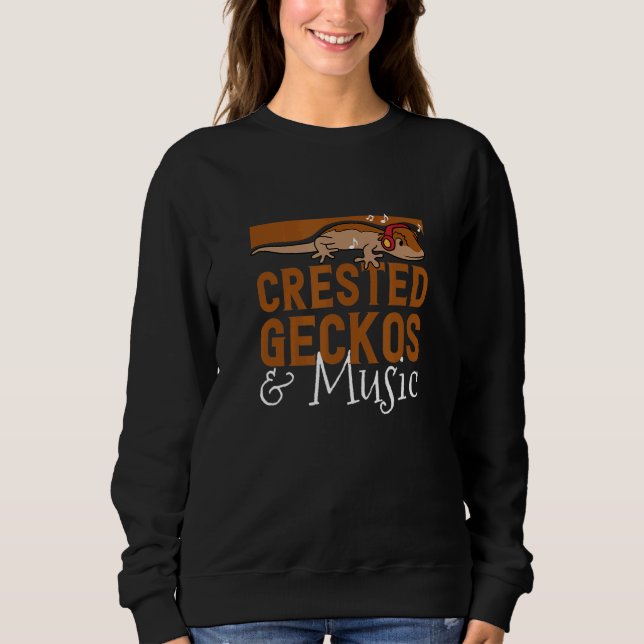 Crested Geckos and Music Notes Musician Lizard Sweatshirt (Front)