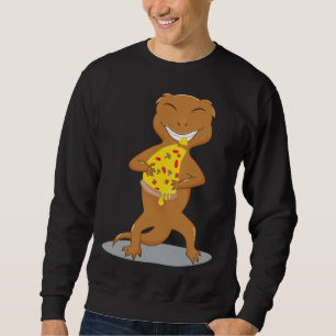 Crested Geckos Eating Pizza Ironic Cute Reptiles Sweatshirt