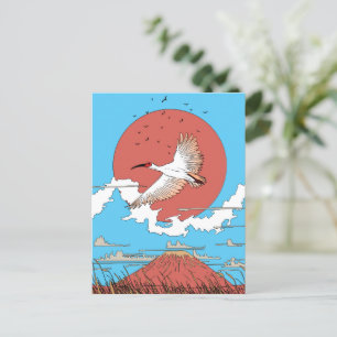 Crested Ibis in Flight Announcement Postcard