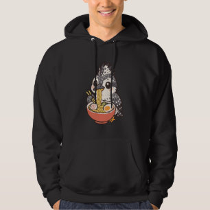 Crested Kingfisher Bird Eating Ramen Noodles Kawai Hoodie