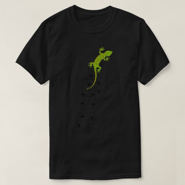 Crested Leopard Gecko Retro Graphic Lizard Tracks  T-Shirt (Design Front)