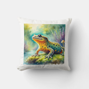 Crested Newt 120924AREF111 - Watercolor Cushion