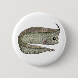 Crested Oarfish Fish, Vintage Marine Aquatic Life 6 Cm Round Badge