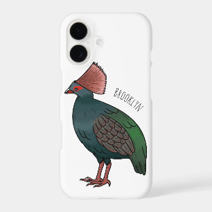Crested partridge bird cartoon illustration 