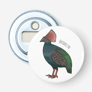 Crested partridge bird cartoon illustration  bottle opener