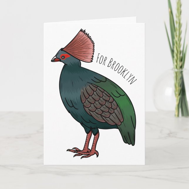 Crested partridge bird cartoon illustration   card (Front)