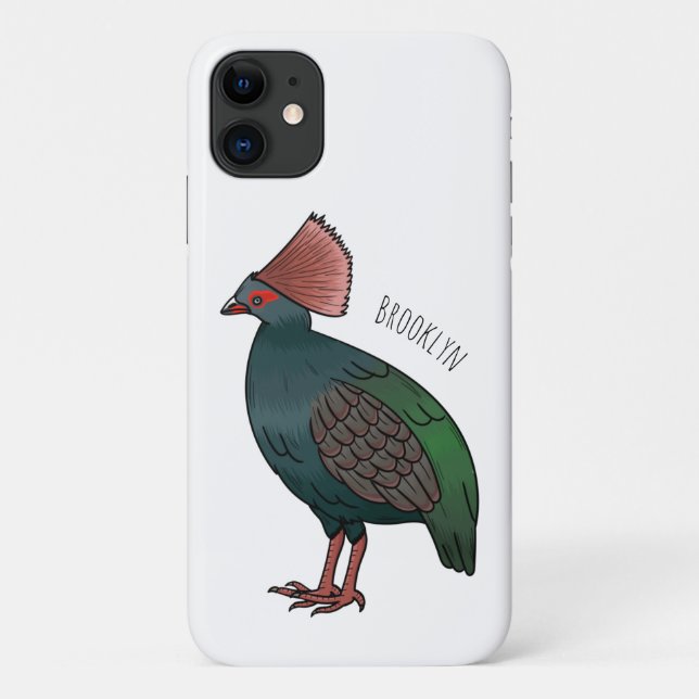 Crested partridge bird cartoon illustration  Case-Mate iPhone case (Back)
