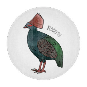 Crested partridge bird cartoon illustration cutting board