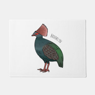 Crested partridge bird cartoon illustration doormat