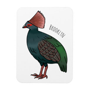 Crested partridge bird cartoon illustration  magnet