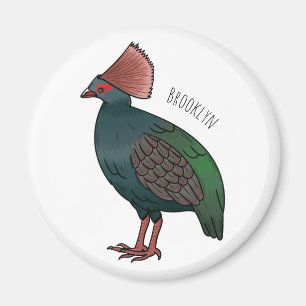 Crested partridge bird cartoon illustration magnet