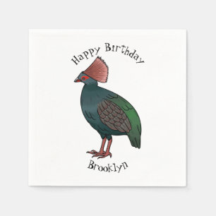 Crested partridge bird cartoon illustration napkin
