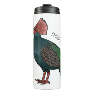 Crested partridge bird cartoon illustration thermal tumbler
