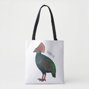 Crested partridge bird cartoon illustration tote bag