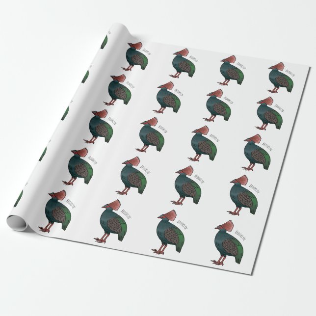 Crested partridge bird cartoon illustration  wrapping paper (Unrolled)