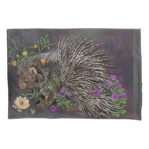 Crested Porcupine Bouquet Nature Art Pillowcase