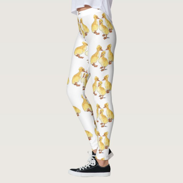 Crested White Ducklings Leggings (Left)