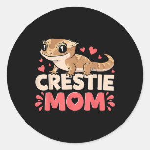 Crestie Mum Crested Gecko Reptile Lover Mothers Da Classic Round Sticker