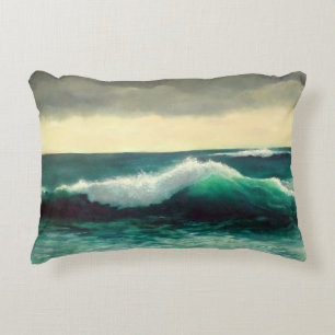 Cresting Wave Seascape Painting, Turbulent Seas Decorative Cushion