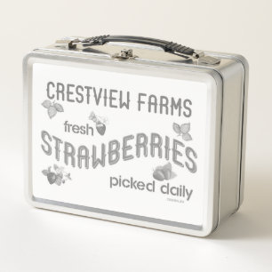 CRESTVIEW FARMS FRESH STRAWBERRIES METAL LUNCH BOX
