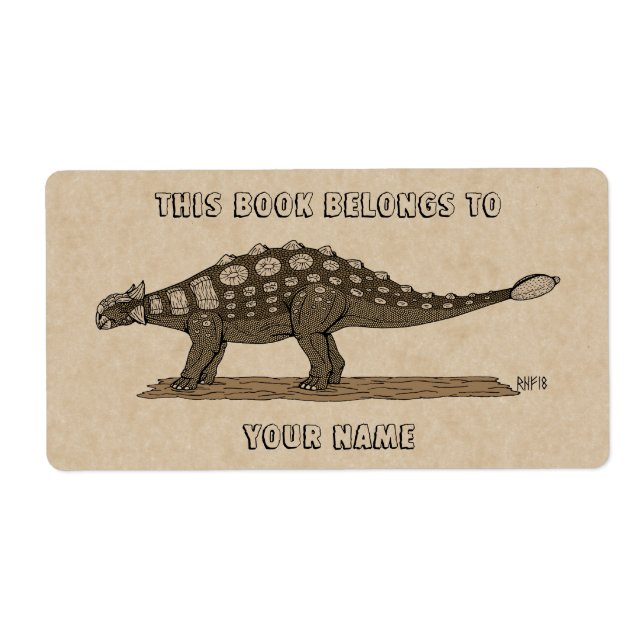 Cretaceous Dinosaur Ankylosaurus Bookplate (Front)