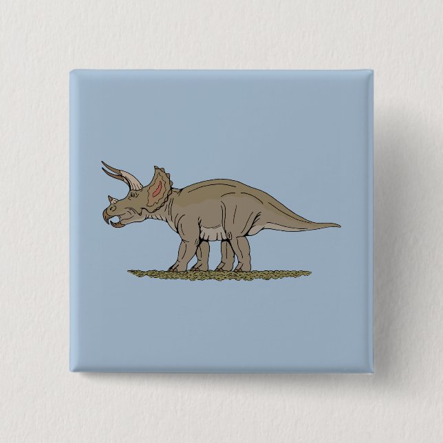 Cretaceous Dinosaur Triceratops 15 Cm Square Badge (Front)