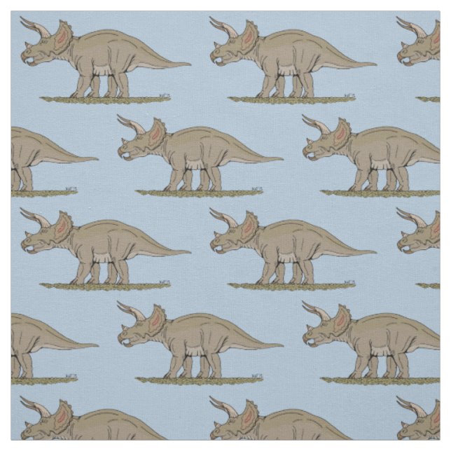 Cretaceous Dinosaur Triceratops Fabric (Swatch)