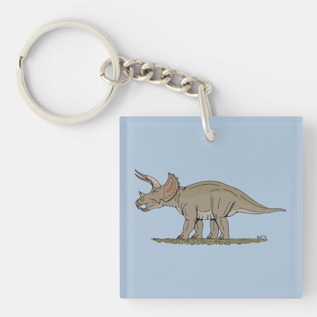 Cretaceous Dinosaur Triceratops Key Ring (Front)