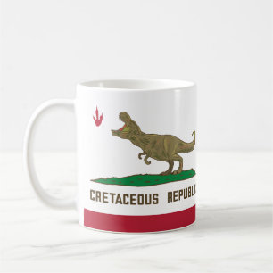 Cretaceous Republic California Flag T-rex Dinosaur Coffee Mug
