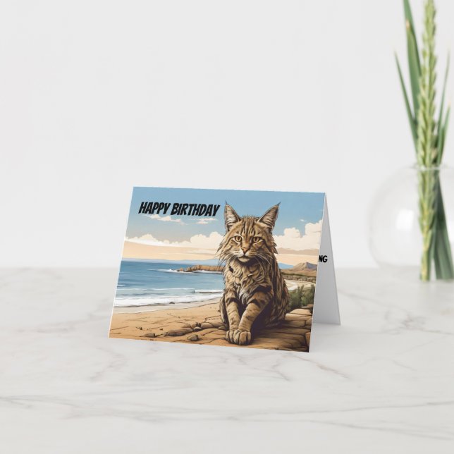 cretan wildcat on beach card (Front)