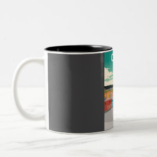 Crete Greece Greek Minimal Daytime Skyline Travel  Two-Tone Coffee Mug