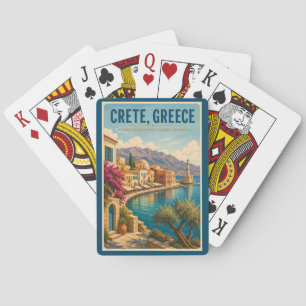 Crete Greece Illustration Travel Art Vintage Playing Cards