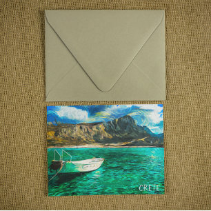 Crete Greece Ocean Oil Painting Postcard