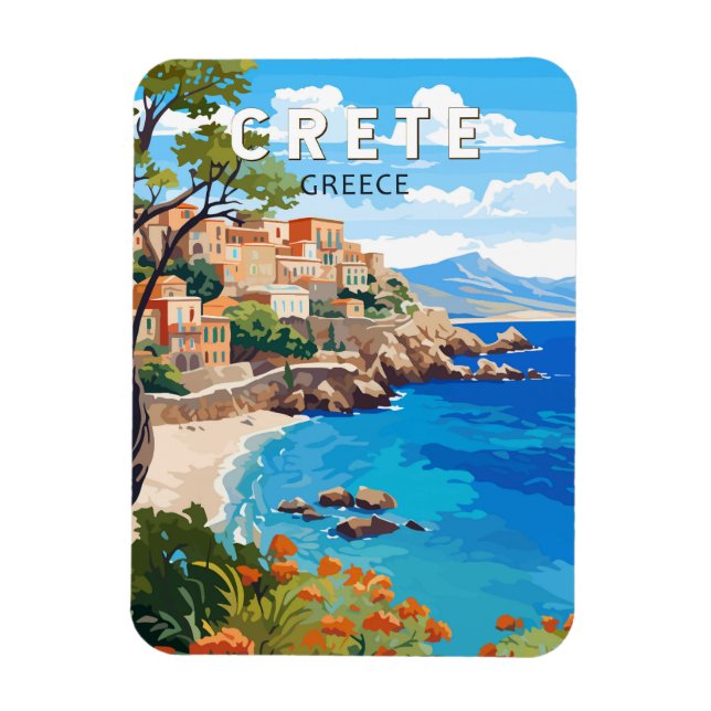 Crete Greece Travel Art Vintage Magnet (Vertical)