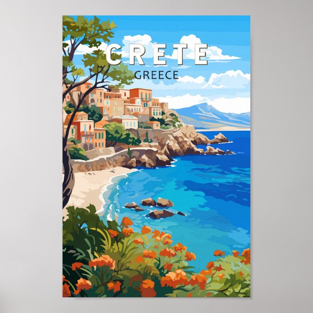 Crete Greece Travel Art Vintage Poster (Front)